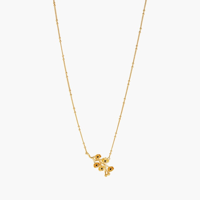 Flamboyant Orchids And Branch Pendant Necklace