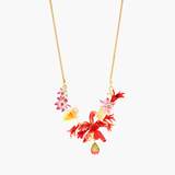 DREAM OF ORCHIDS EXOTIC ORCHIDS AND MULTICOLOUR STONES STATEMENT NECKLACE