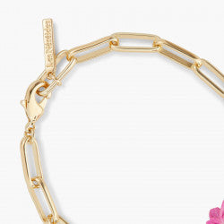 PINK FLOWER AND CRYSTAL CHAIN BRACELET