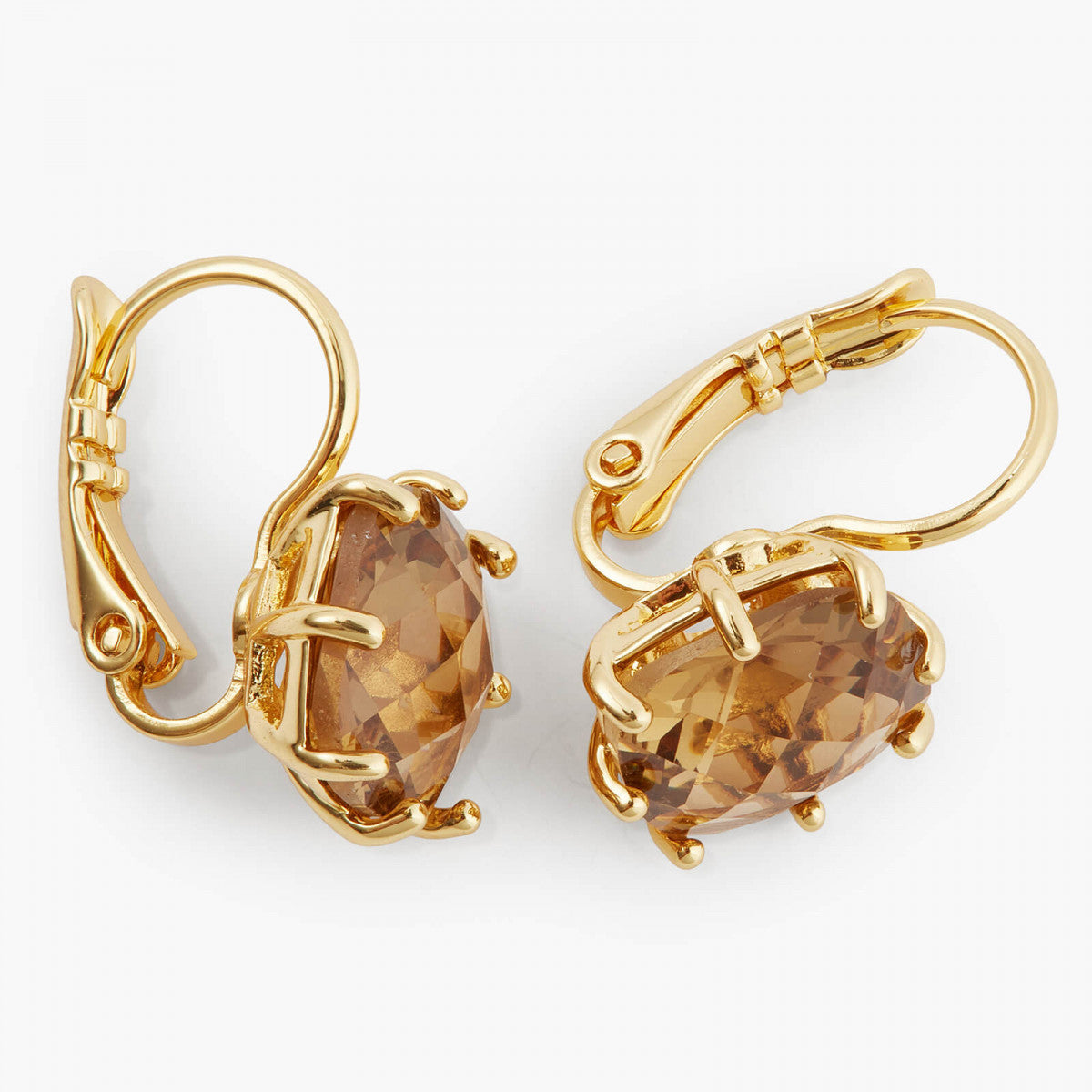 GOLDEN BROWN DIAMANTINE SQUARE STONE SLEEPER EARRINGS