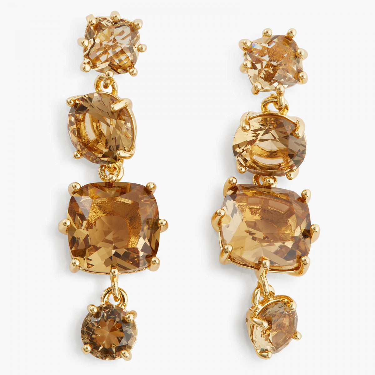 GOLDEN BROWN DIAMANTINE 4 STONES POST EARRINGS