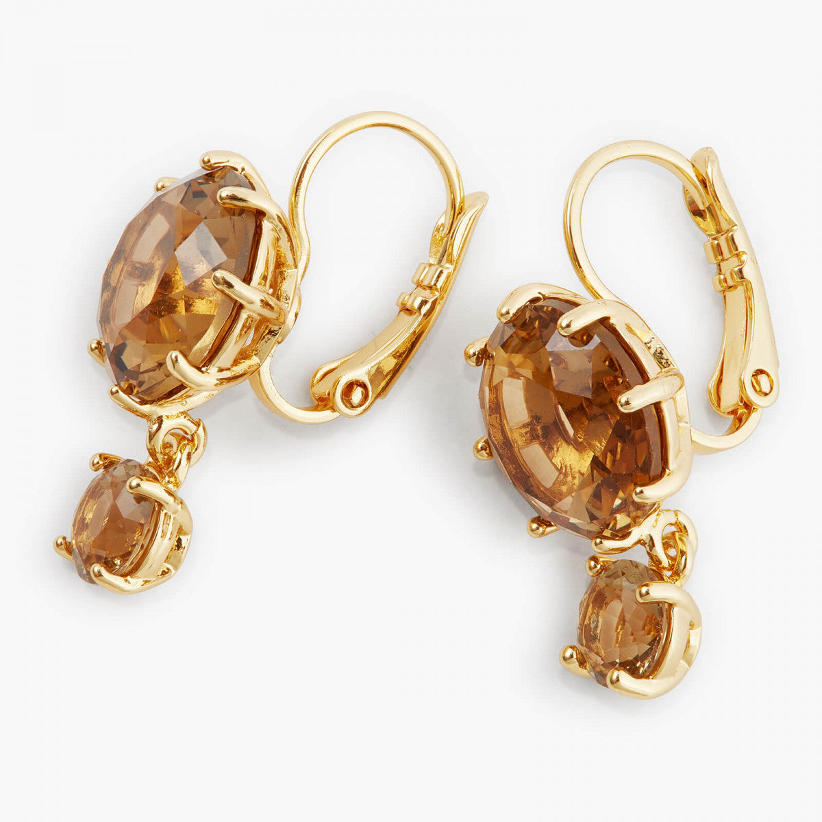 GOLDEN BROWN DIAMANTINE ROUND SLEEPER EARRINGS