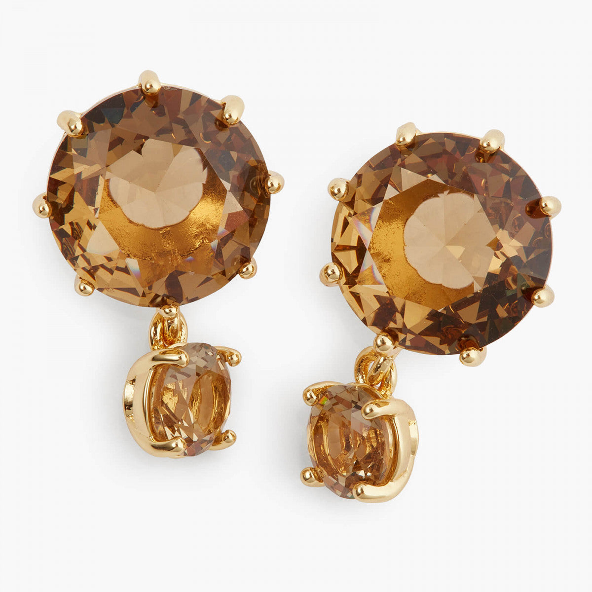 GOLDEN BROWN DIAMANTINE ROUND POST EARRINGS