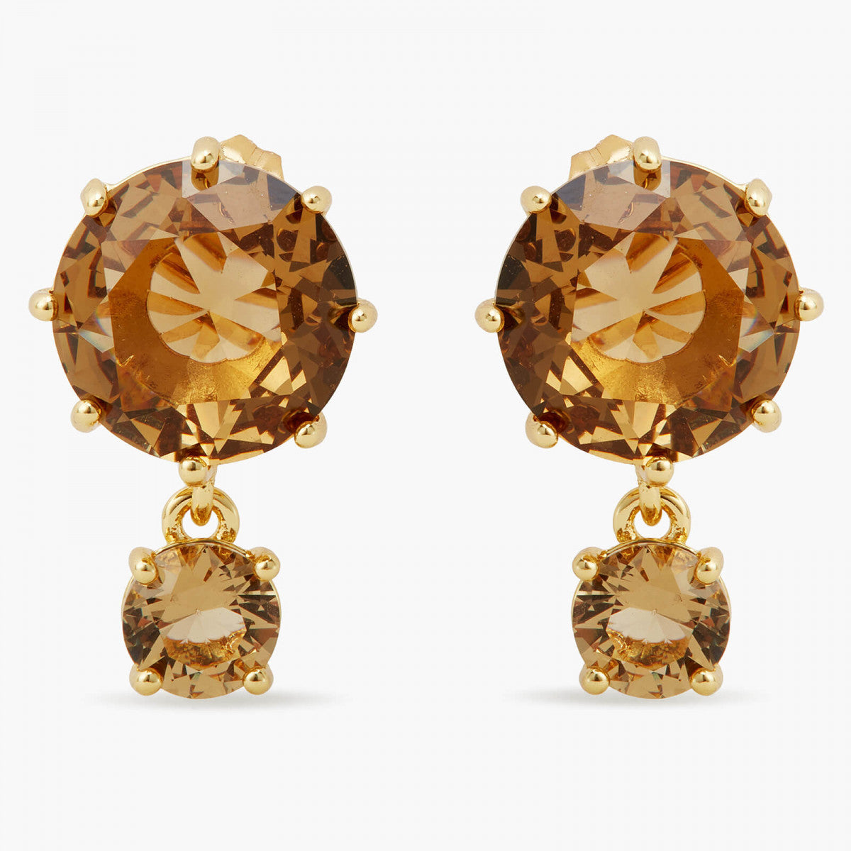 GOLDEN BROWN DIAMANTINE ROUND POST EARRINGS