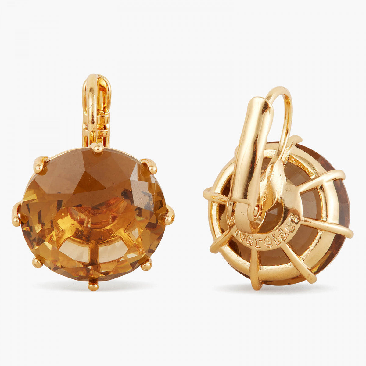 GOLDEN BROWN DIAMANTINE ROUND SLEEPER EARRINGS
