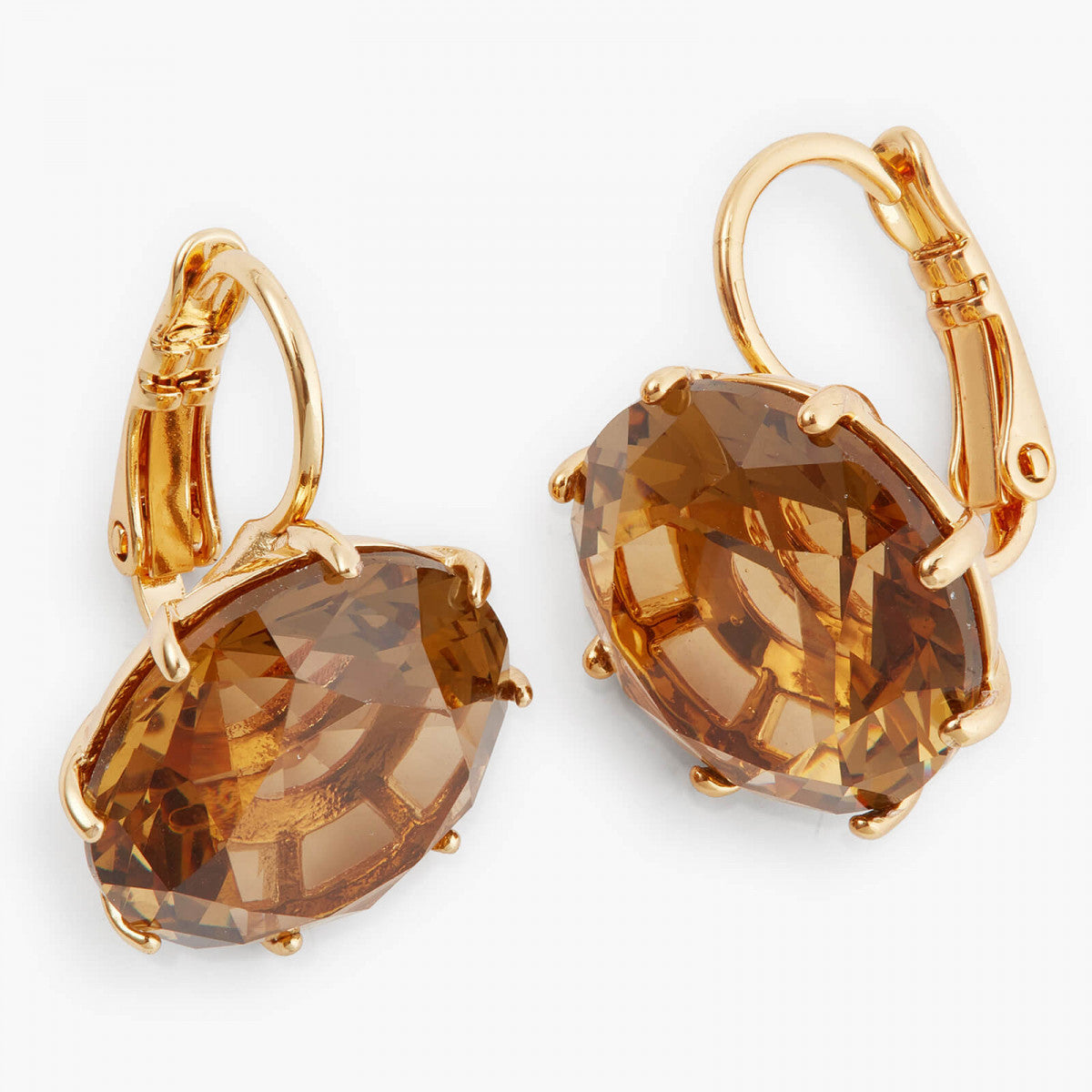 GOLDEN BROWN DIAMANTINE ROUND SLEEPER EARRINGS