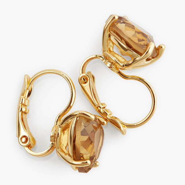 GOLDEN BROWN DIAMANTINE HEART SLEEPER EARRINGS