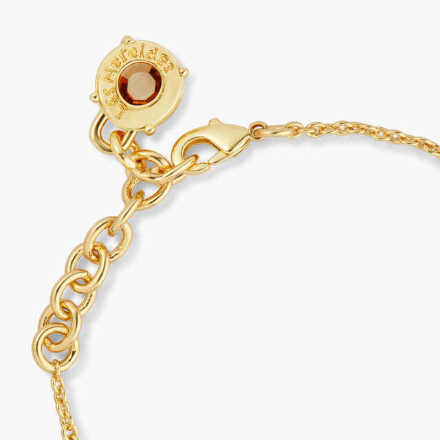 GOLDEN BROWN DIAMANTINE FINE HEART BRACELET