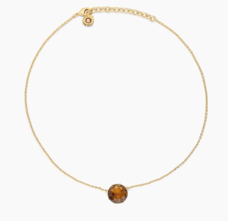 GOLDEN BROWN DIAMANTINE ROUND PENDANT NECKLACE