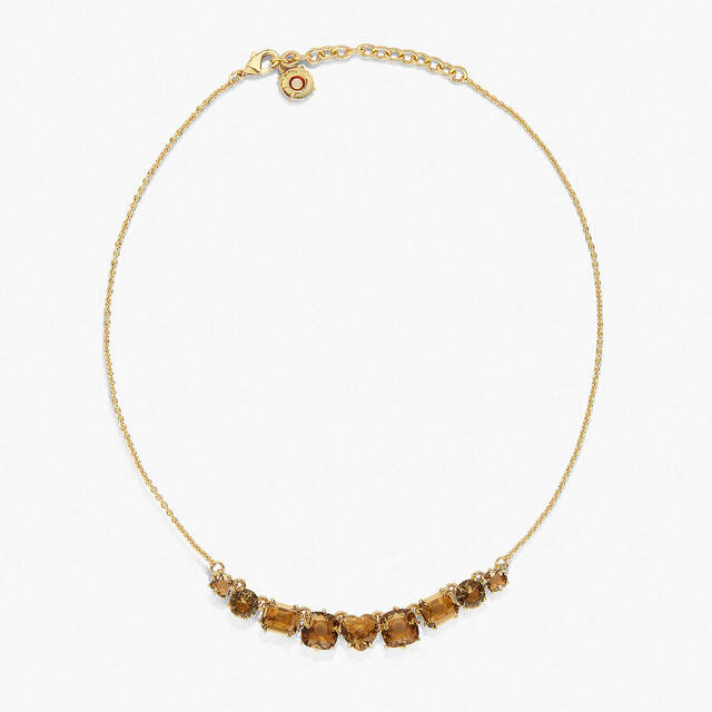 GOLDEN BROWN DIAMANTINE FINE 9 STONE NECKLACE