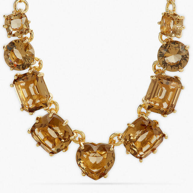 GOLDEN BROWN DIAMANTINE FINE 9 STONE NECKLACE