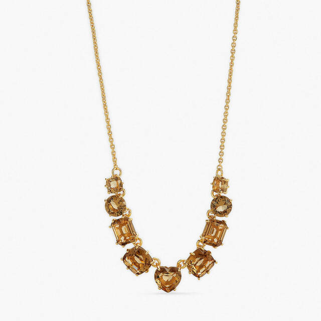 GOLDEN BROWN DIAMANTINE FINE 9 STONE NECKLACE
