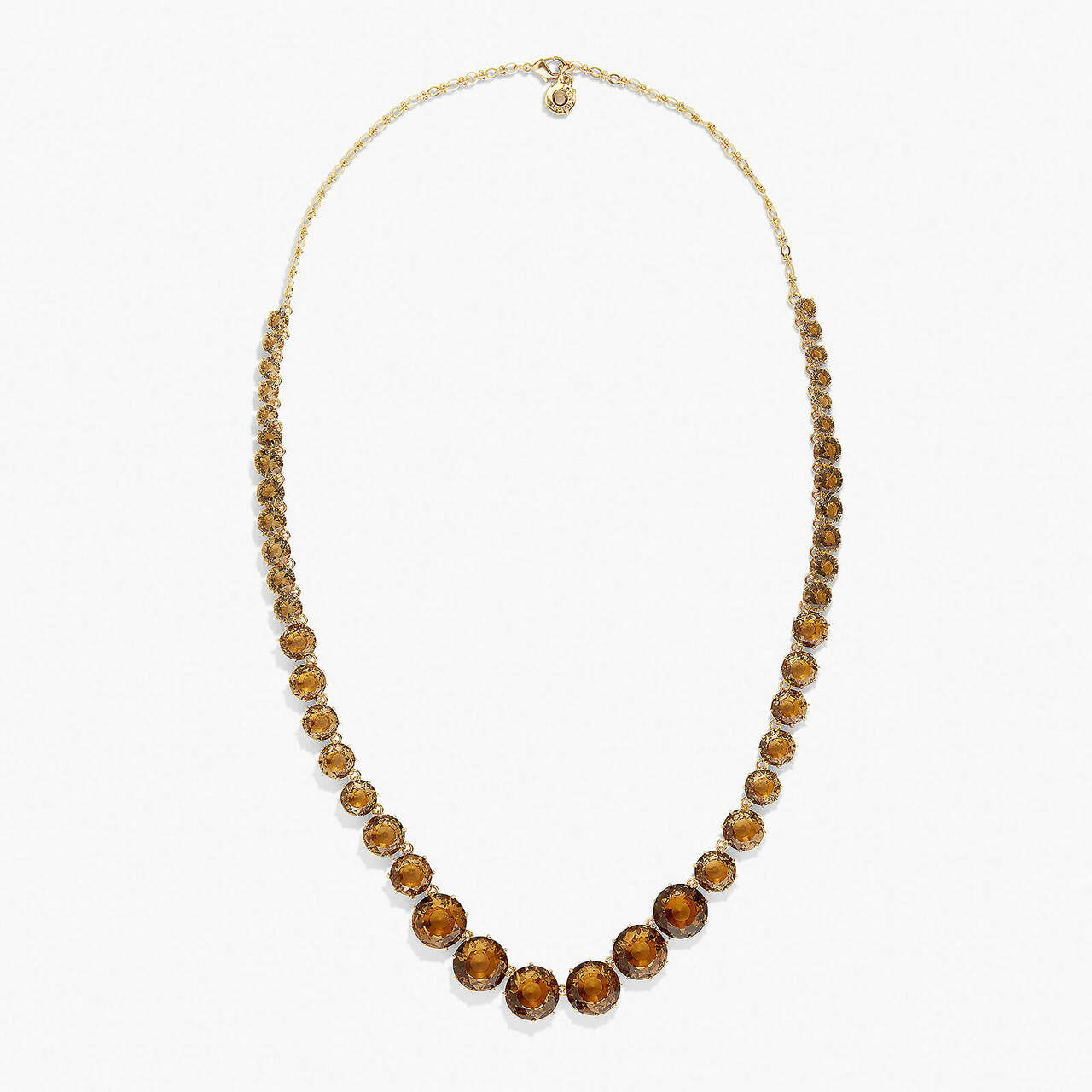 GOLDEN BROWN DIAMANTINE ROUND STONES LONG NECKLACE