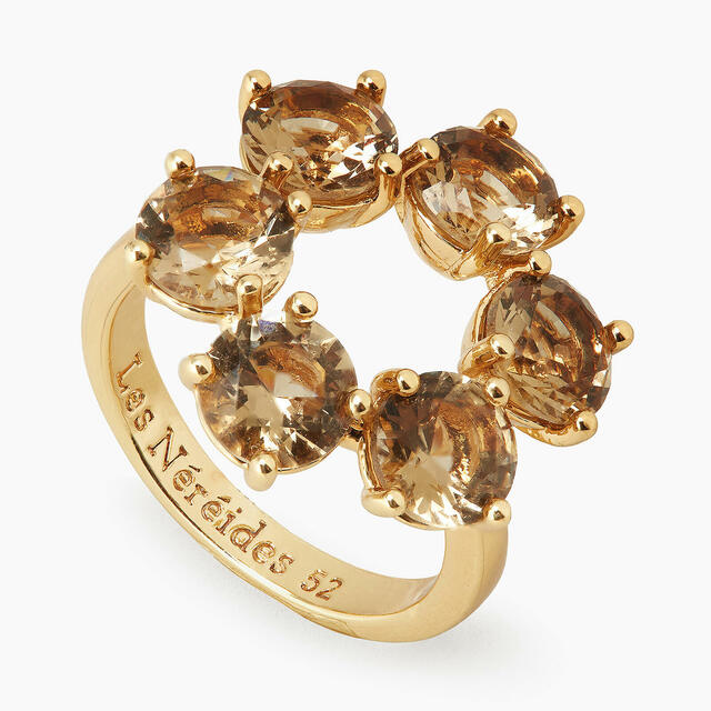 Golden brown diamantine 6 stones fine ring