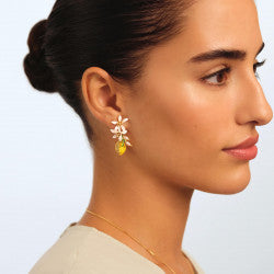 HALF LEMON AND LEMON BLOSSOM POST EARRINGS