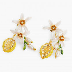 HALF LEMON AND LEMON BLOSSOM POST EARRINGS