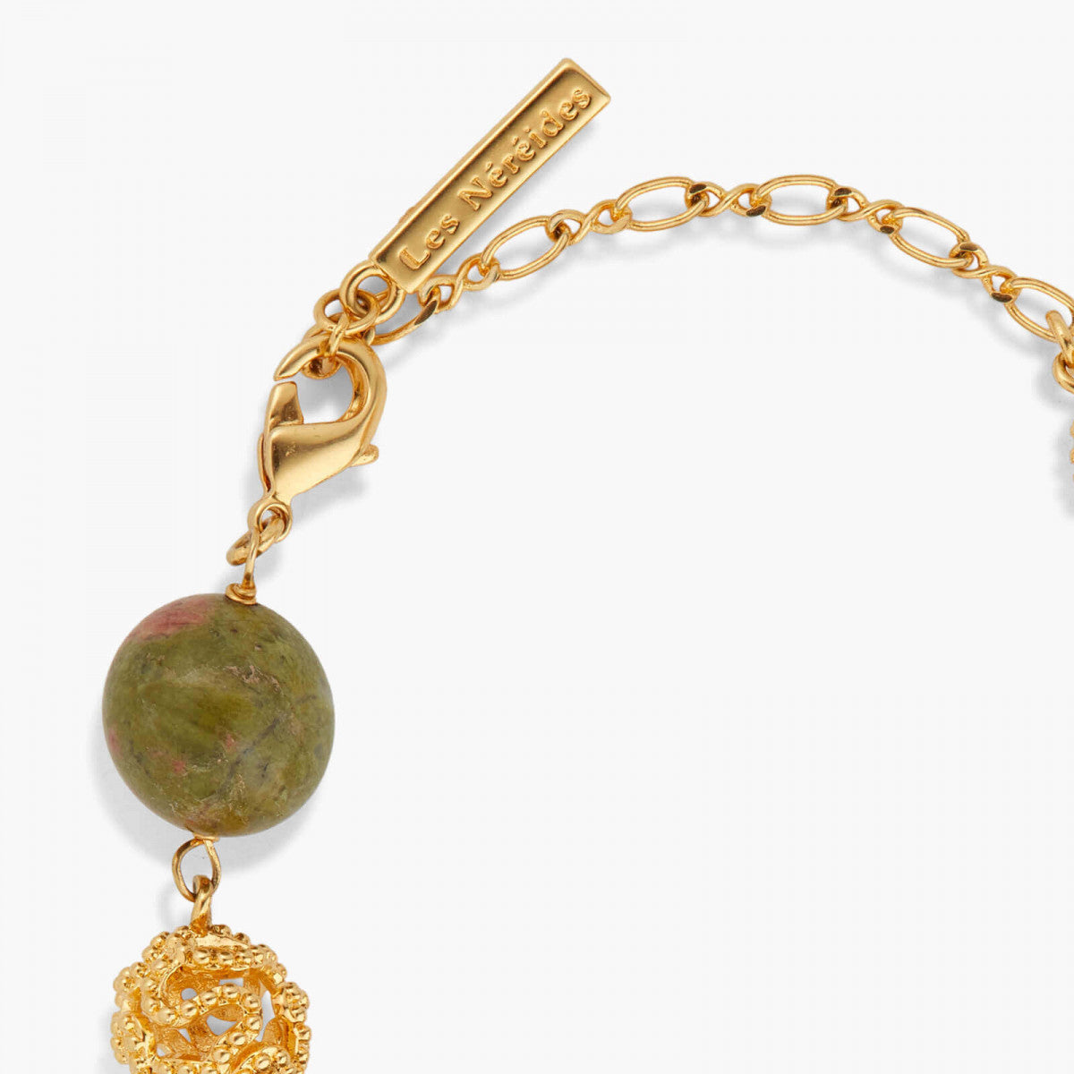 JASPER AND GOLD BEAD BRACELET