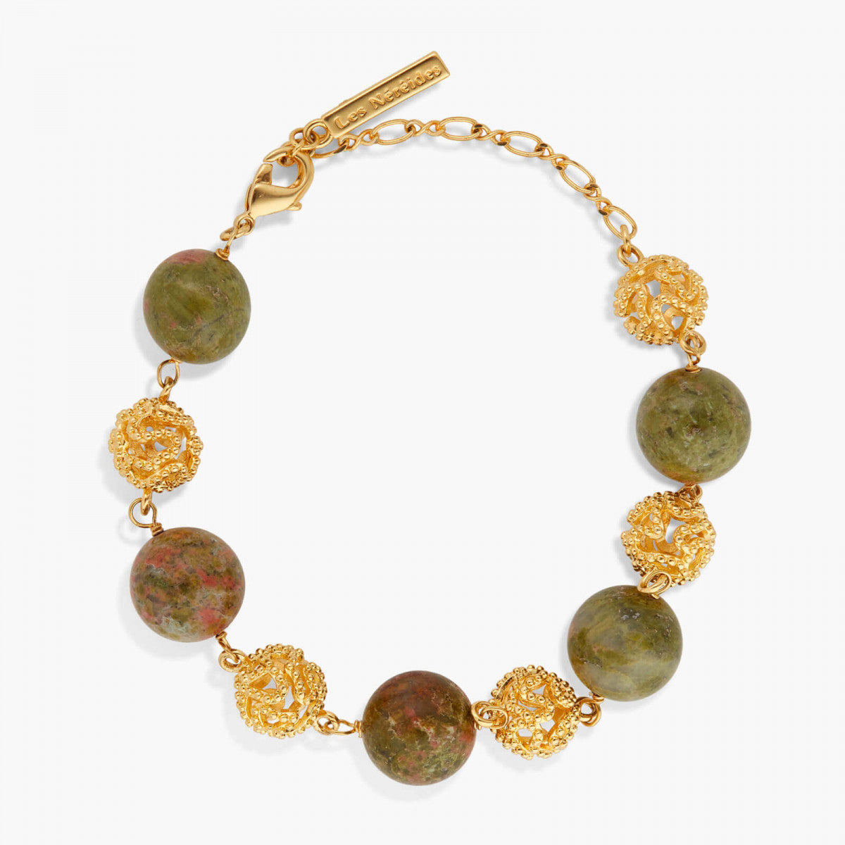 JASPER AND GOLD BEAD BRACELET