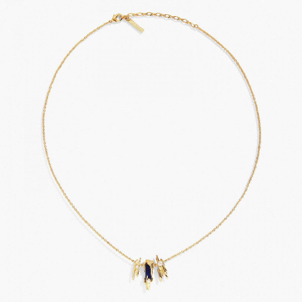 SODALITE AND GOLD ROCK PENDANT NECKLACE