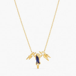 SODALITE AND GOLD ROCK PENDANT NECKLACE
