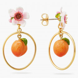 FLOWER AND APRICOT CLIP-ON POST EARRINGS