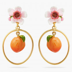 FLOWER AND APRICOT CLIP-ON POST EARRINGS