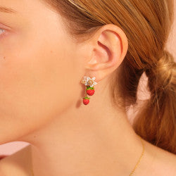 RASPBERRIES AND FLOWERS DANGLING EARRINGS