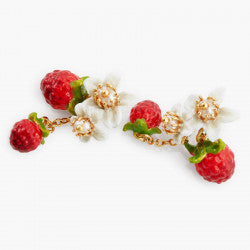 RASPBERRIES AND FLOWERS DANGLING EARRINGS