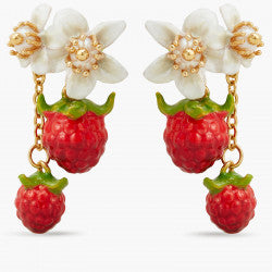RASPBERRIES AND FLOWERS DANGLING EARRINGS