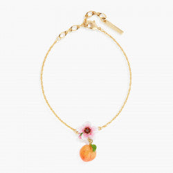 APRICOT AND FLOWER DANGLING CHARM FINE BRACELET
