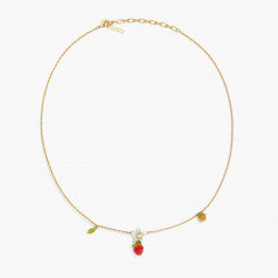 RASPBERRIES AND FLOWER PENDANT NECKLACE