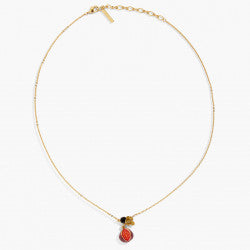 FIG AND BLACK STONE PENDANT NECKLACE