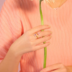 APRICOT AND FLOWERS ADJUSTABLE RING