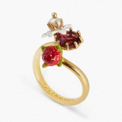 RASPBERRY AND GARNET STONE AJUSTABLE RING
