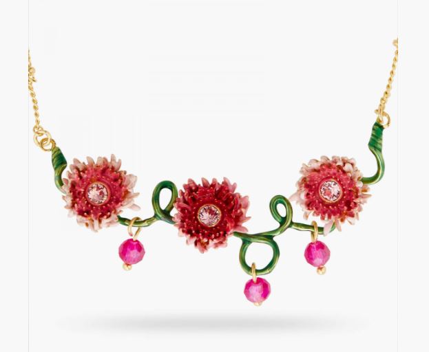 CHRYSANTHEMUM AND STEM STATEMENT NECKLACE
