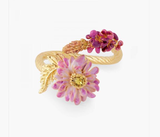 LUPINE AND LOTUS FLOWER ADJUSTABLE RING