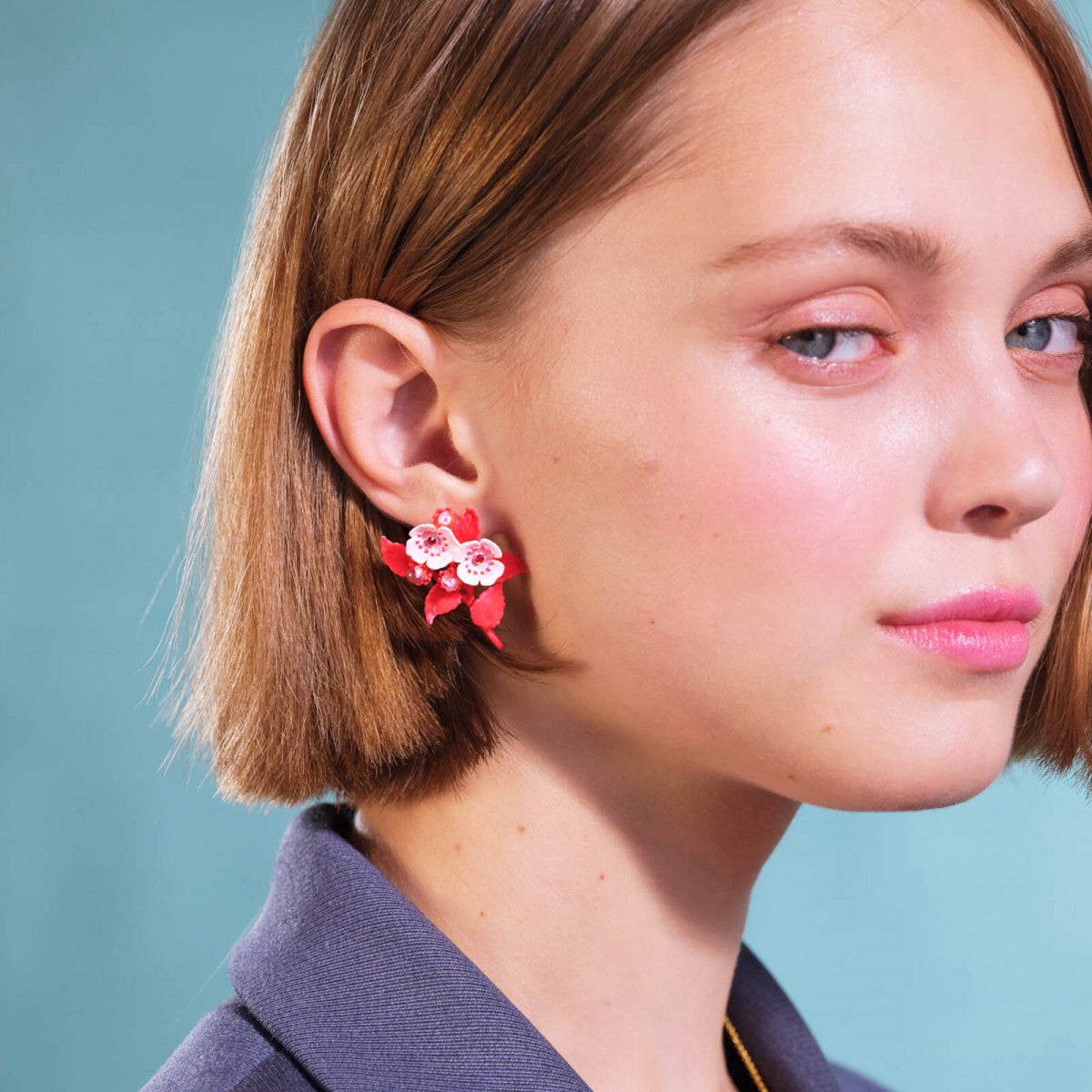ANEMONE AND CRYSTAL POST EARRINGS