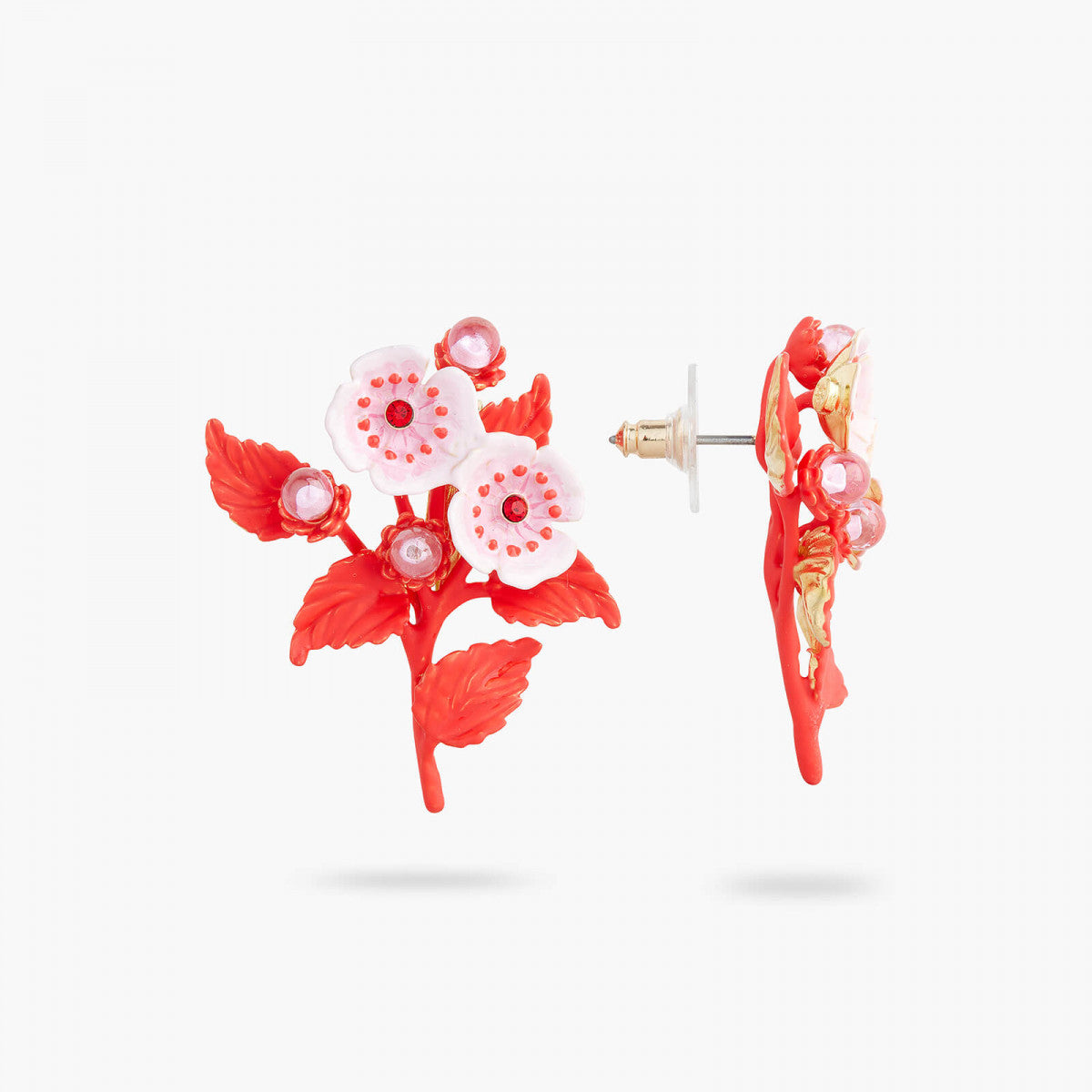 ANEMONE AND CRYSTAL POST EARRINGS