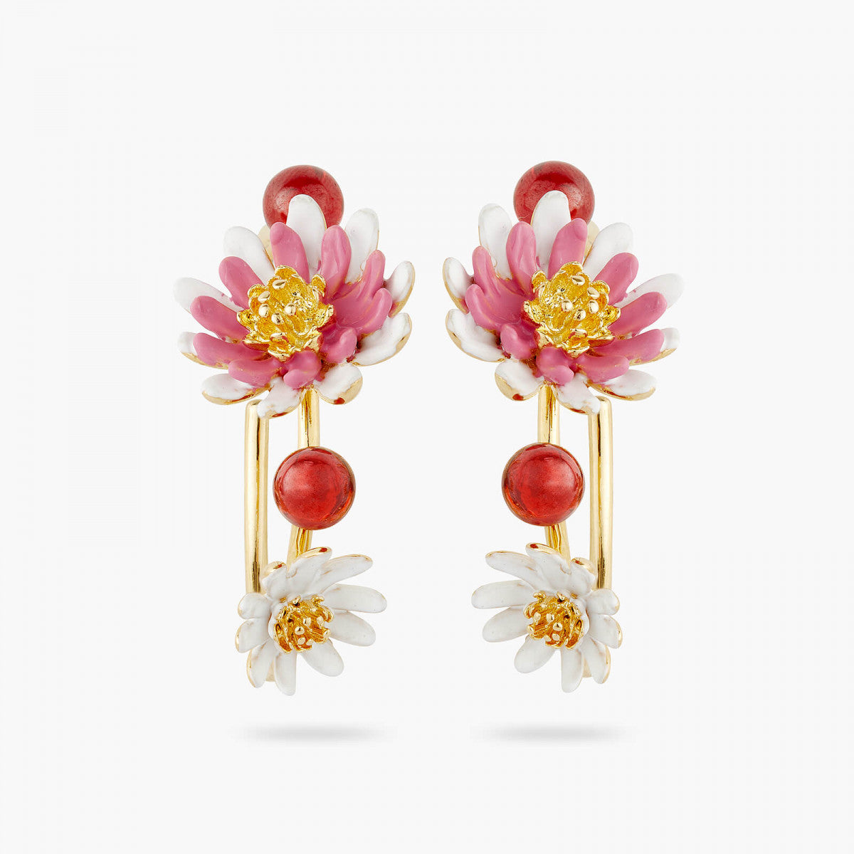 ANEMONE FLOWERY POST HOOP EARRINGS