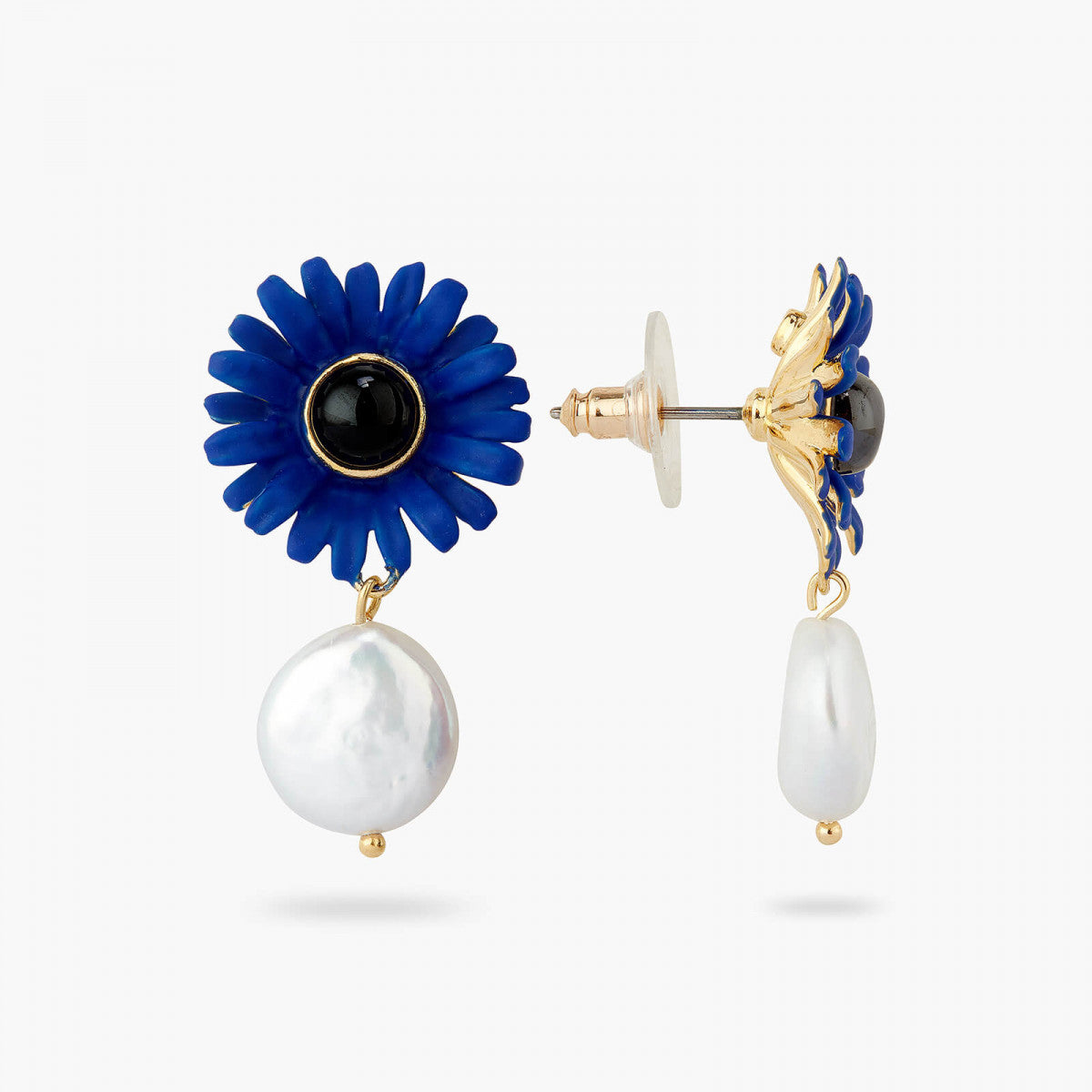 DAMAGE OF COBALT BLUE GERBERA POST EARRINGS