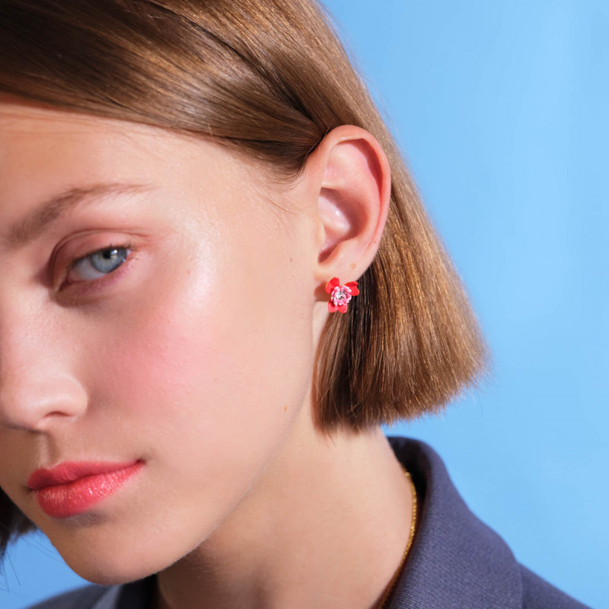 ANEMONE AND GERBERA POST EARRINGS