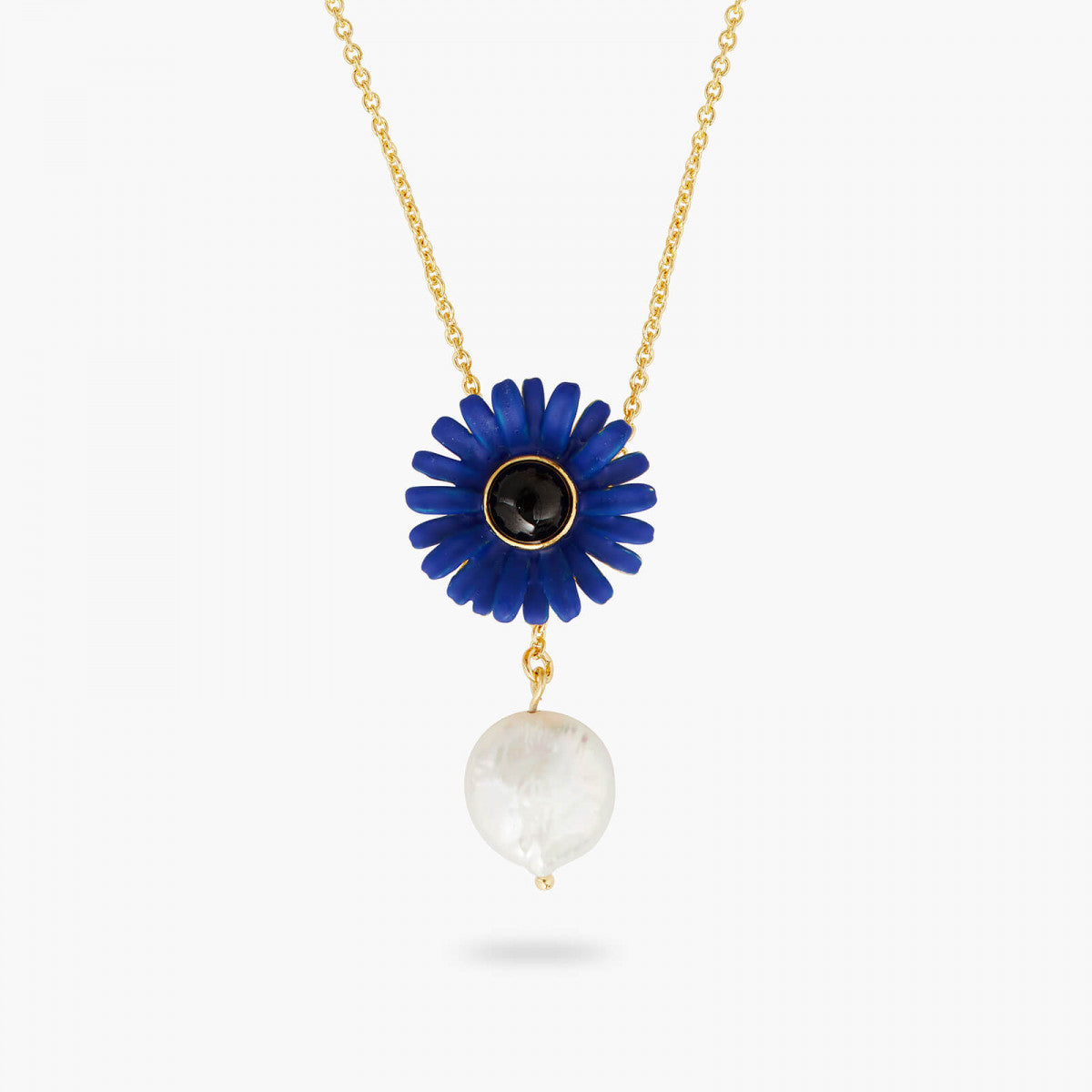 damage COBALT BLUE GERBERA PENDANT NECKLACE