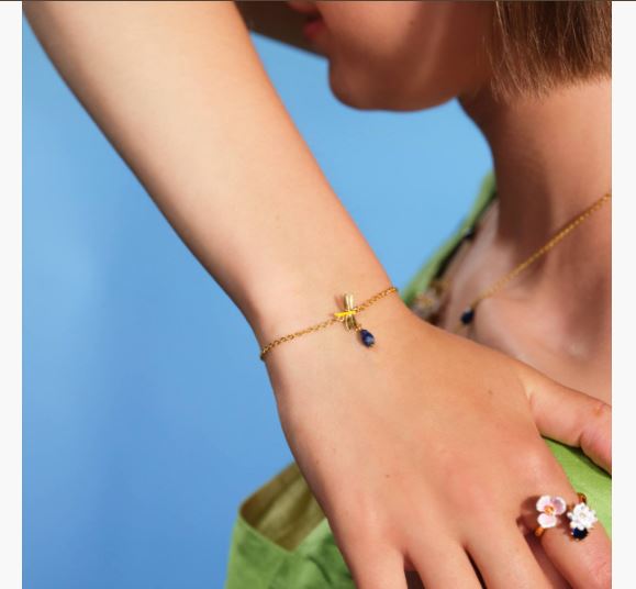 DRAGONFLY AND LAPIS LAZULI THIN BRACELET