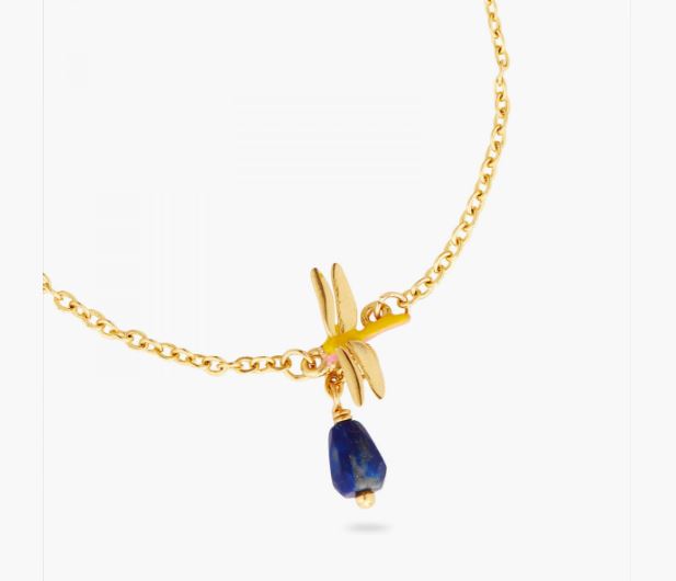 DRAGONFLY AND LAPIS LAZULI THIN BRACELET