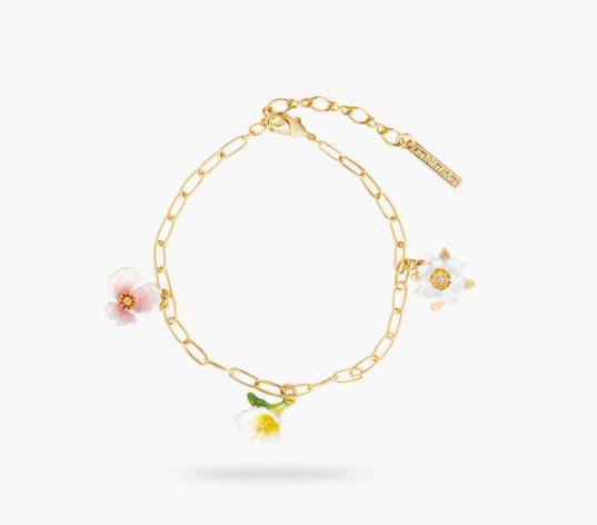 GOLD-PLATED LINKS AND FLOWER PENDANT BRACELET