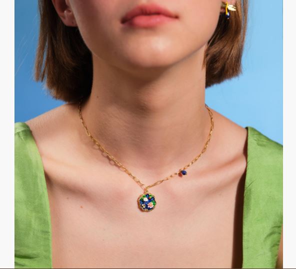 GIVERNY POND AND LAPIS LAZULI PENDANT NECKLACE