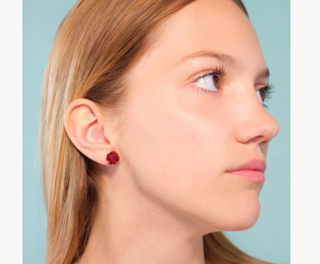 GARNET RED DIAMANTINE SQUARE STONE POST EARRINGS