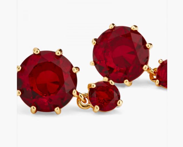 GARNET RED DIAMANTINE 2 STONE POST EARRINGS