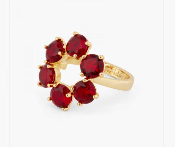 GARNET RED 6 STONE FINE RING