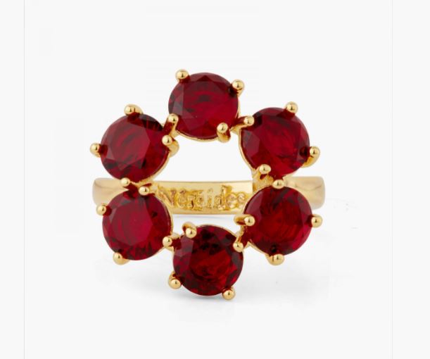 GARNET RED 6 STONE FINE RING